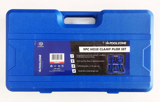 HOSE CLAMP PLIER SET 9pc WITH REMOVER AND SWIVEL JAW TOOLS - TOOLZONE KDPAU043