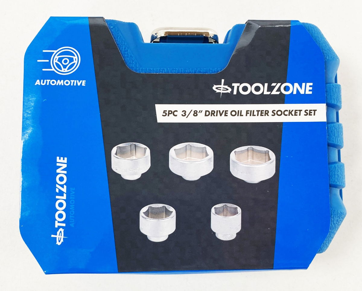 OIL FILTER SOCKET WRENCH SET 5pc 3/8" 24mm 27mm 32mm 36mm 38mm - TOOLZONE KDPAU367