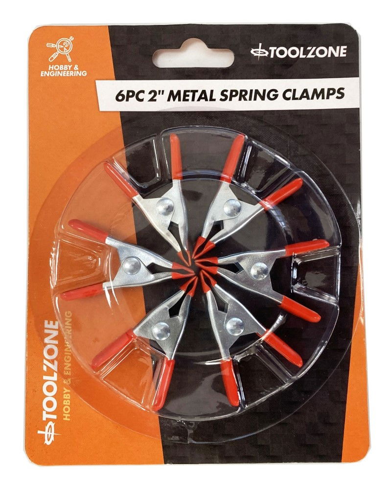 SPRING CLAMP SET 6PC 2" METAL PVC COATED - TOOLZONE KDPCL007