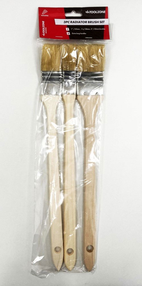 RADIATOR BRUSH SET 3PC ANGLED HEAD 1", 1-1/2", 2" - TOOLZONE KDPDC037