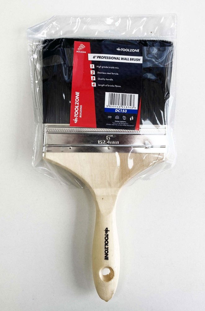 WALL BRUSH 6" PROFESSIONAL DOUBLE BOILED FINE BRISTLES - TOOLZONE KDPDC153