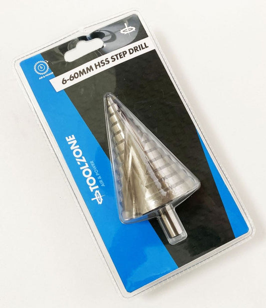 STEP DRILL HSS 6-60mm 12 STEPS 1/2" SHANK - TOOLZONE KDPDR036