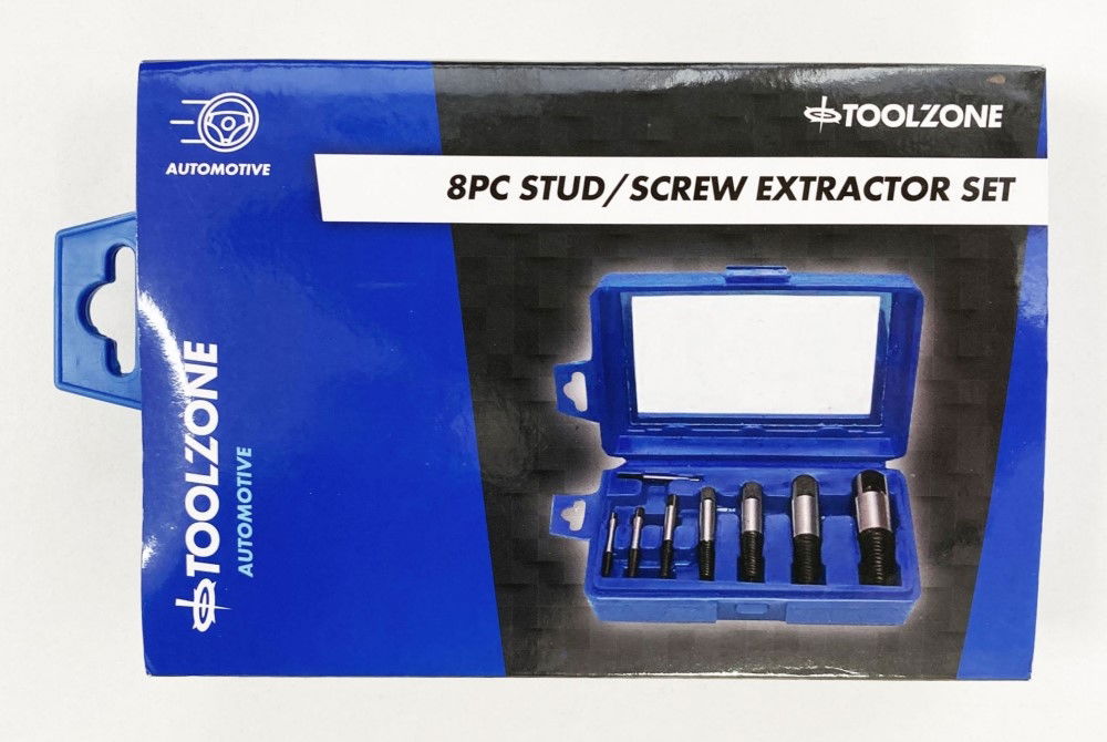 STUD AND SCREW EXTRACTOR SET HSS 8PC 3-26mm - TOOLZONE KDPDR064