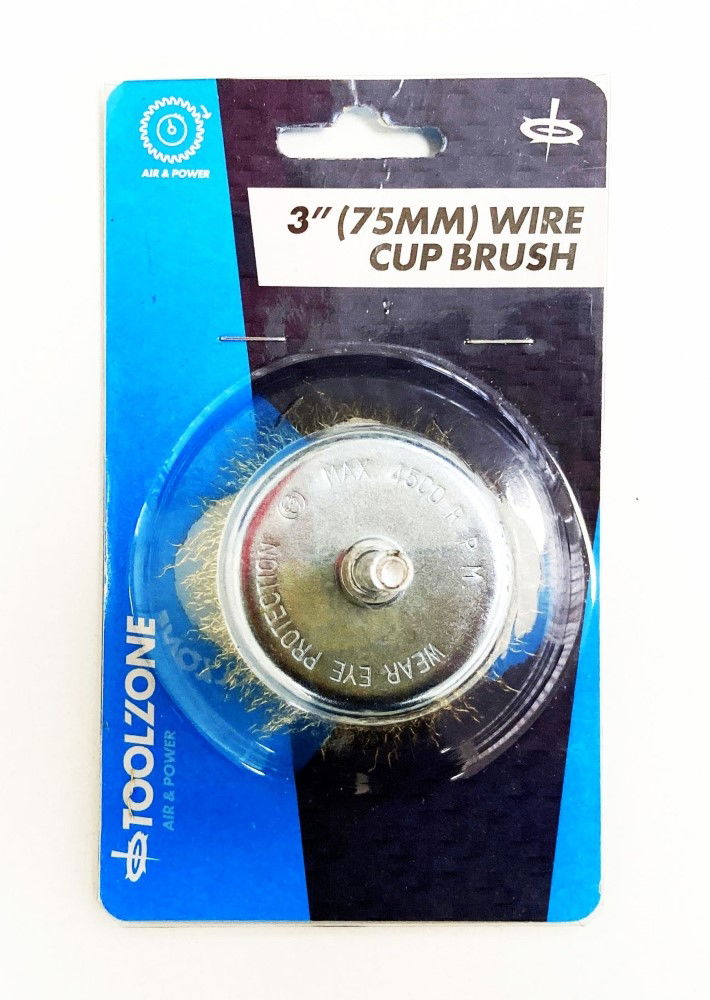 WIRE CUP BRUSH 3" 75mm FOR DRILL 6mm SPINDLE - TOOLZONE KDPDR166