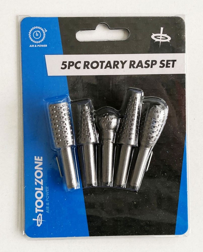 ROTARY RASP SET 5PC 6mm 1/4" SHANK CARBON STEEL - TOOLZONE KDPDR184