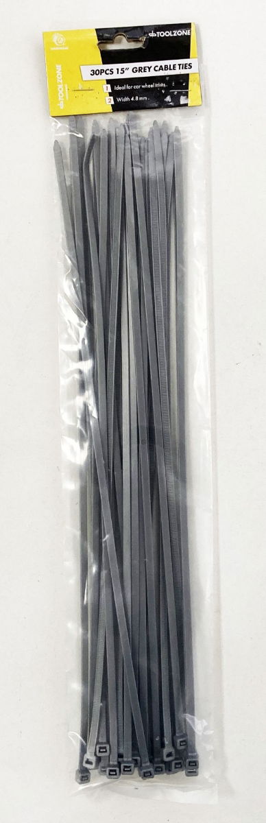 CABLE TIES 30PC 15" SILVER 4.0mm WIDE - TOOLZONE KDPEL104