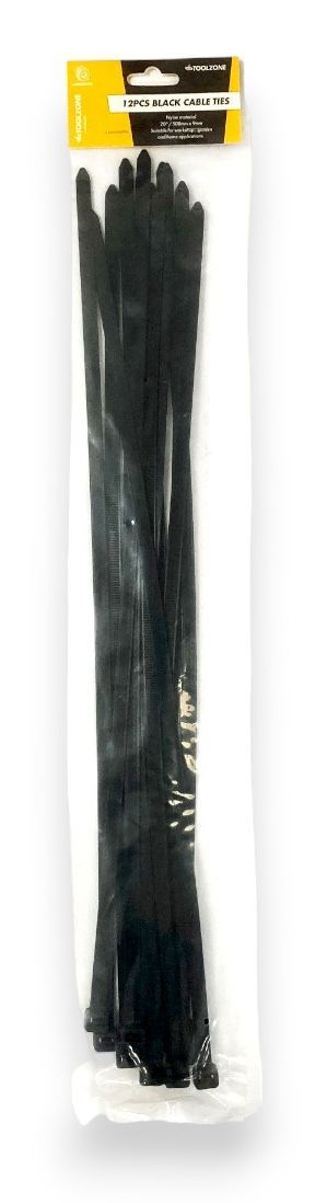 CABLE TIES 12PC 20" x 9mm BLACK NYLON 40 - TOOLZONE KDPEL132