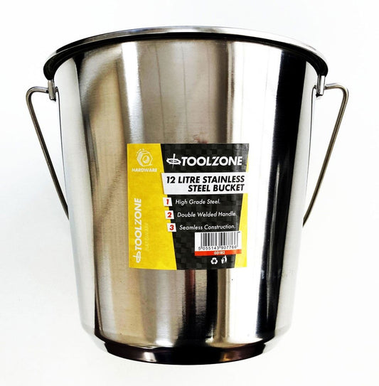 STAINLESS STEEL BUCKET 12 litre - TOOLZONE KDPGD182