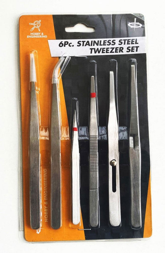 HEAVY DUTY TWEEZER SET 6 PIECE 120mm AND 160mm - TOOLZONE KDPHB211