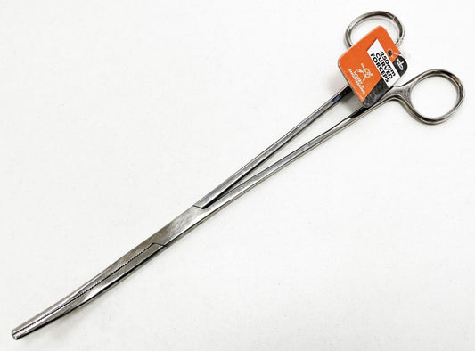 BENT FORCEPS 10" STAINLESS STEEL LOCKING SERRATED JAW - TOOLZONE KDPHB219