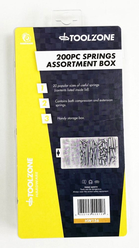 SPRING ASSORTMENT 200pc COMPRESSION AND EXTENSION IN BOX - TOOLZONE KDPHW156