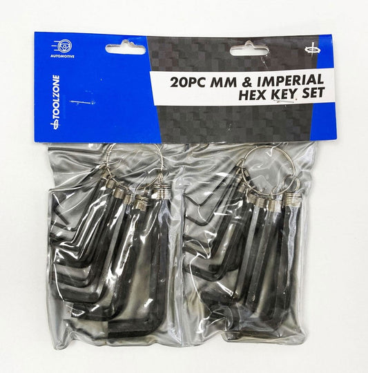HEX KEY SET METRIC AND AF 20pc CARBON STEEL - TOOLZONE KDPHX020