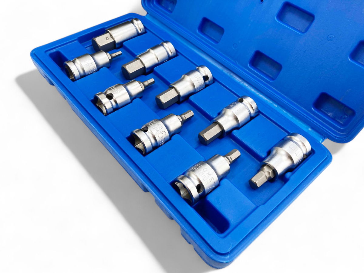 HEX BIT SET METRIC 1/2" DRIVE 9pc 4-17mm CHROME VANADIUM - TOOLZONE KDPHX039