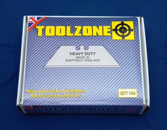 UTILITY KNIFE BLADES ENGLISH MADE 100pc BOX - TOOLZONE KDPKN054