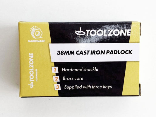 PADLOCK CAST IRON 38mm WITH 3 KEYS - TOOLZONE KDPLK028