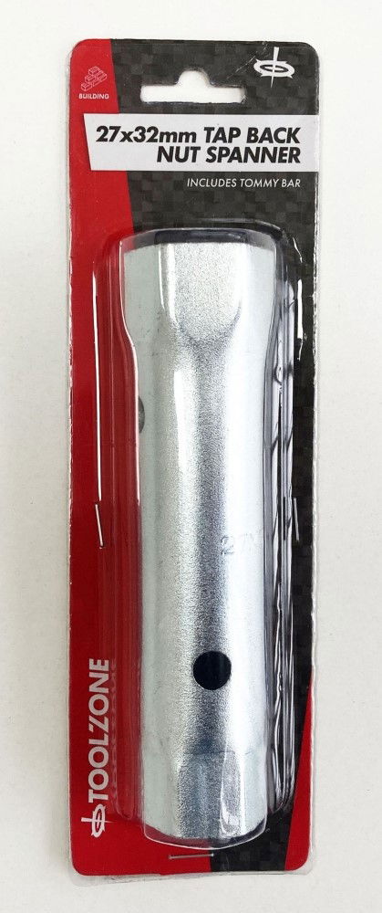 TAP BACKNUT SPANNER 27 x 32mm DOUBLE ENDED STEEL WITH TOMMY BAR - TOOLZONE KDPPB018