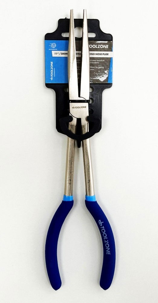 LONG NOSE PLIERS STRAIGHT 11" CRV SOFT GRIP HANDLES - TOOLZONE KDPPL132