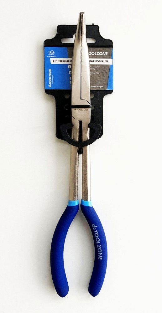 BENT NOSE PLIERS 45 DEGREE 11" CRV SOFT GRIP HANDLES - TOOLZONE KDPPL133