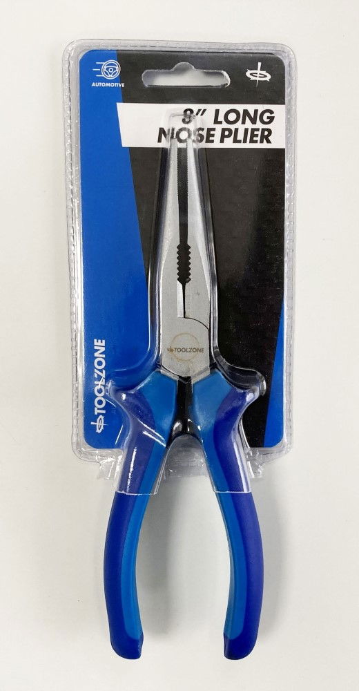 LONG NOSE PLIER HEAVY DUTY 8" SATIN FINISH DROP FORGED STEEL - TOOLZONE KDPPL205