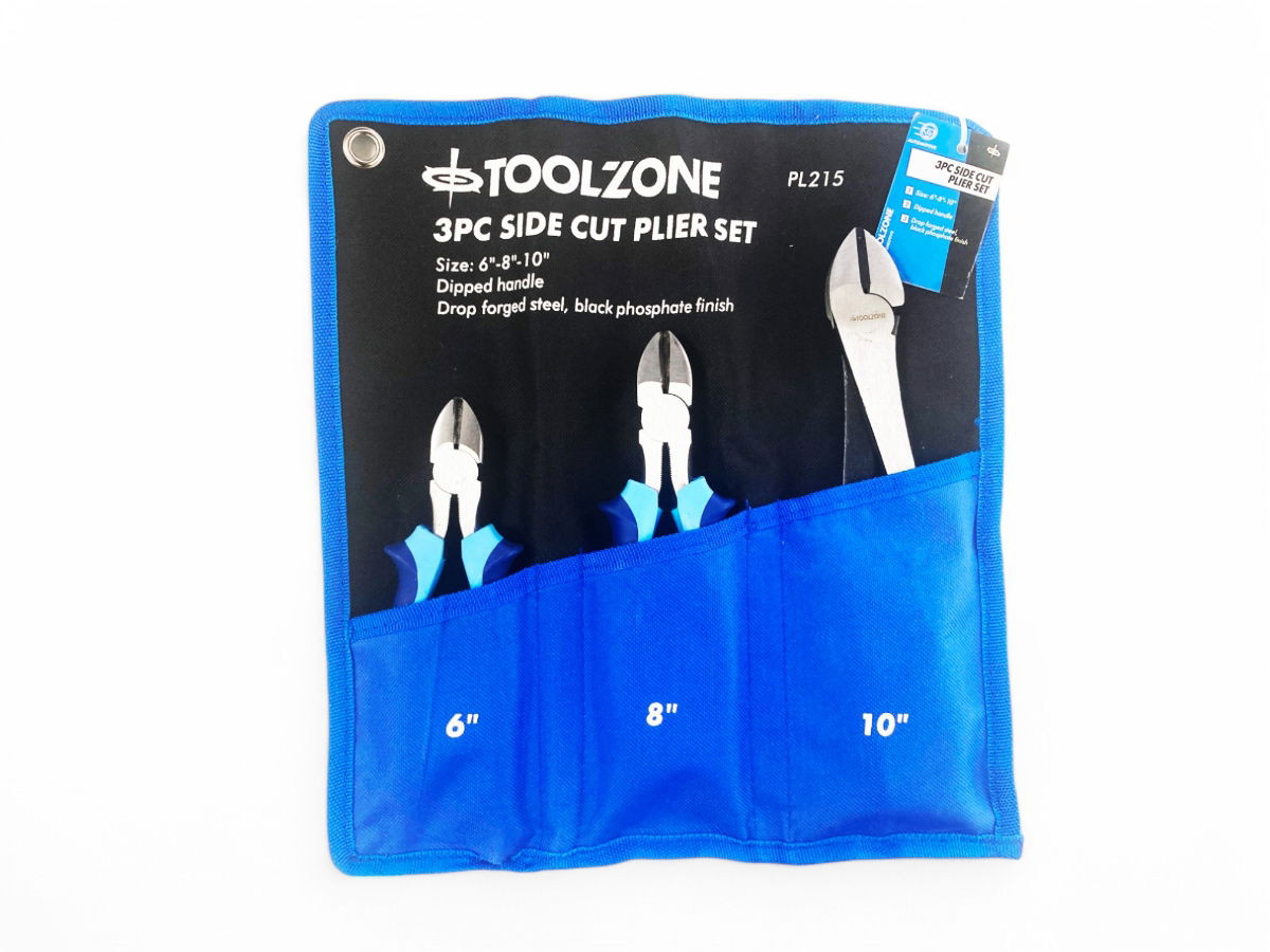 SIDE CUT PLIERS SET 3PC 6", 8", 10" DROP FORGED STEEL - TOOLZONE KDPPL215
