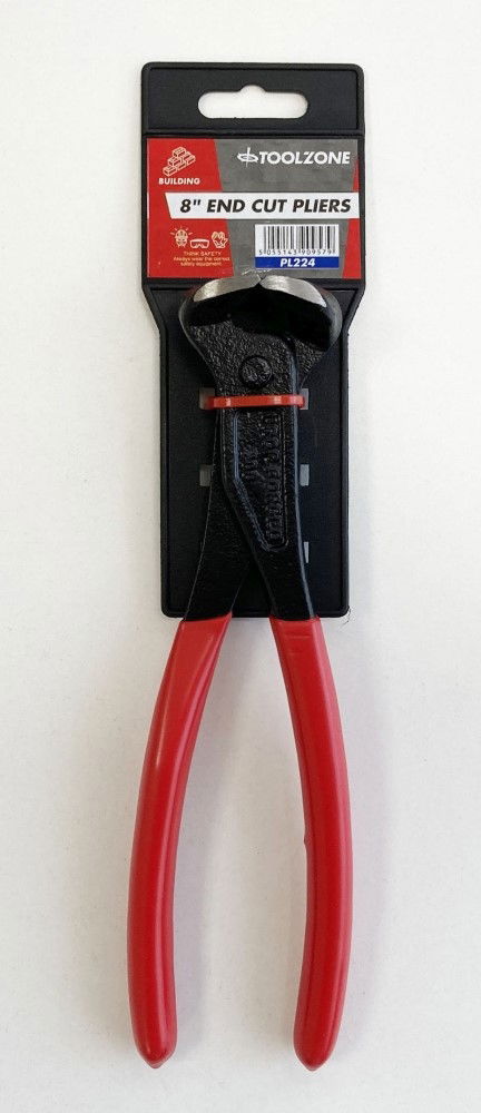 END CUT PLIERS 8" RED PVC DIPPED HANDLES - TOOLZONE KDPPL224