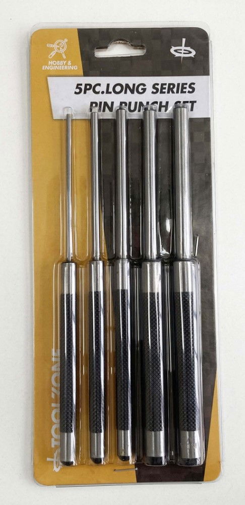 PIN PUNCH SET PARALLEL 5PC 1/8", 3/16", 1/4", 5/16", 3/8" HARDENED STEEL - TOOLZONE KDPPN100
