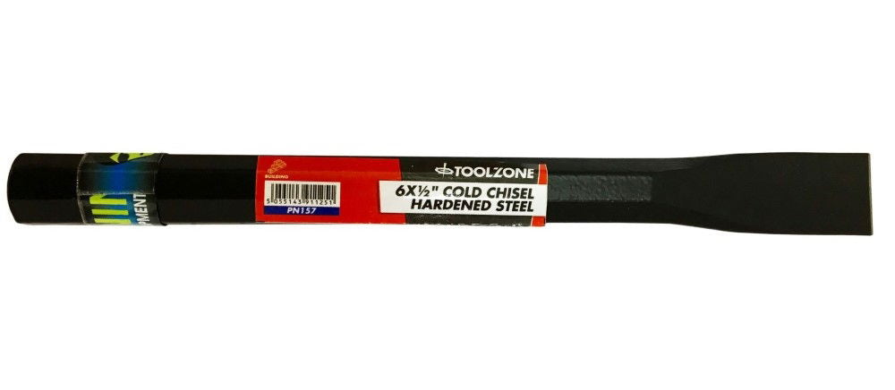 COLD CHISEL 6" x 1/2" DROP FORGED HARDENED STEEL BLACK FINISH - TOOLZONE KDPPN157