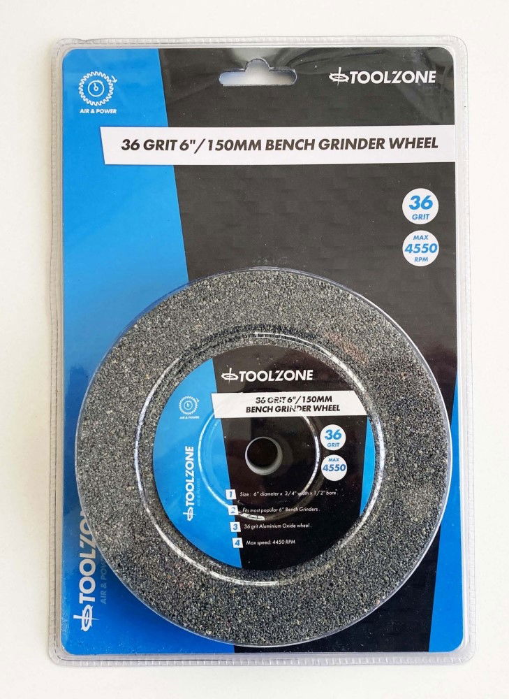 GRINDING WHEEL COARSE 6" 36GRIT 19mm THICK ALUMINIUM OXIDE - TOOLZONE KDPPW020C