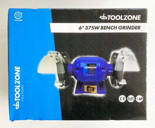 BENCH GRINDER 6" 375W 1/2HP 230V WITH FINE AND COARSE WHEELS - TOOLZONE KDPPW057