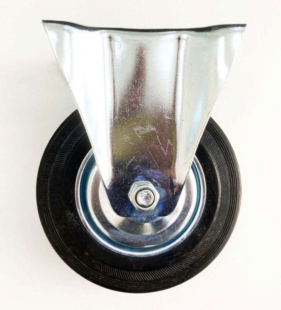 CASTOR FIXED 6" 150mm RUBBER WHEEL STEEL PLATE 135kg - TOOLZONE KDPRM014