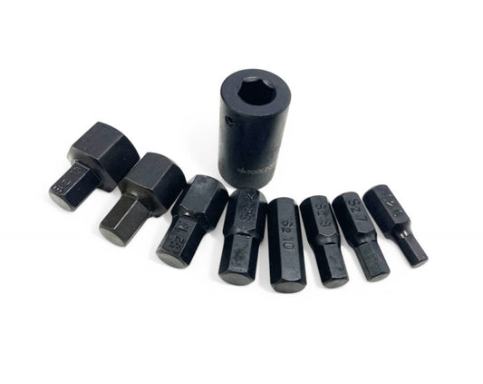IMPACT HEX BIT SET 9PC H6-H19 1/2" DRIVE - TOOLZONE KDPSD066