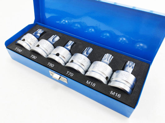 SPLINE AND STAR BIT SET 6PC 3/4" DRIVE T70-T100 M16 M18 - TOOLZONE KDPSD069
