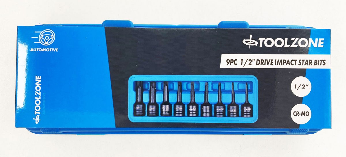 IMPACT STAR BIT SET 9PC T20-T70 1/2" DRIVE - TOOLZONE KDPSD071