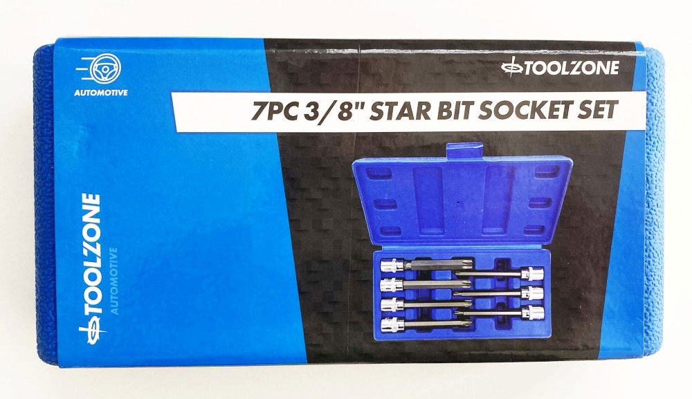 STAR BIT SET 7PC 3/8" DRIVE 110mm T25-T60 - TOOLZONE KDPSD081