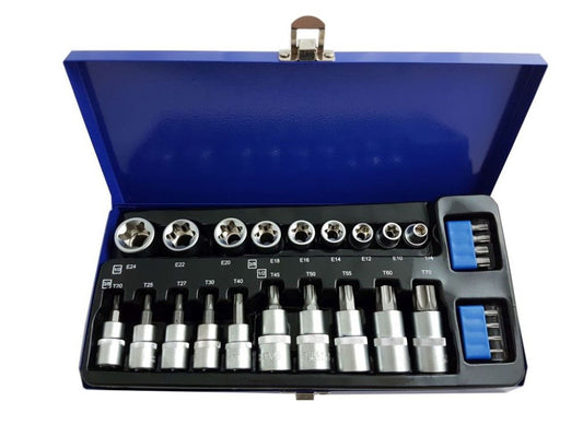 STAR BITS AND E SOCKET SET 27PC 3/8" 1/2" - TOOLZONE KDPSD128