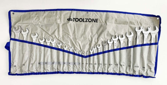 COMBINATION SPANNER SET 24PC METRIC/AF DROP FORGED CHROME PLATED - TOOLZONE KDPSP011