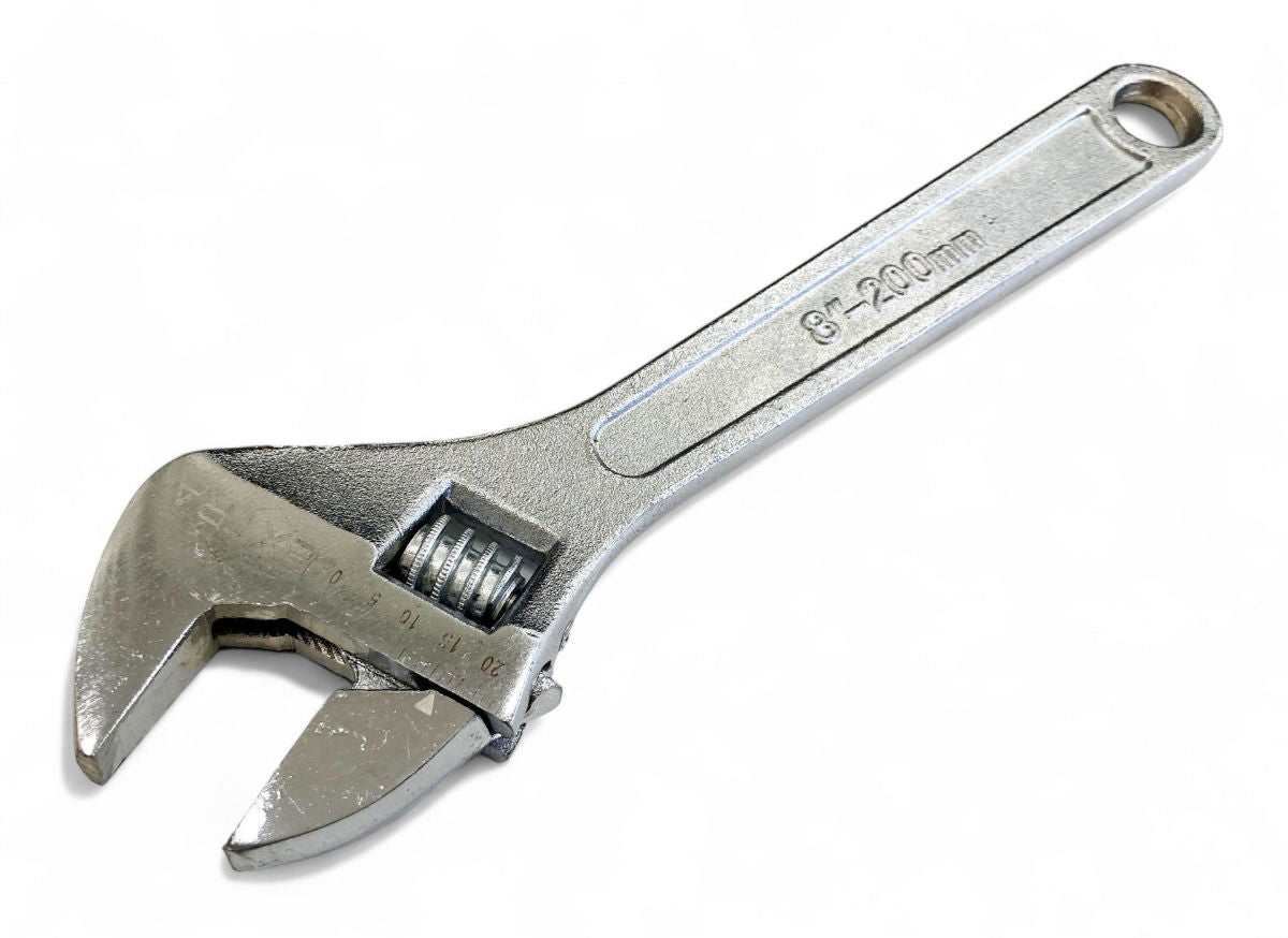 ADJUSTABLE SPANNER 8" MAX JAW 25mm DROP FORGED CHROME PLATED - TOOLZONE KDPSP043