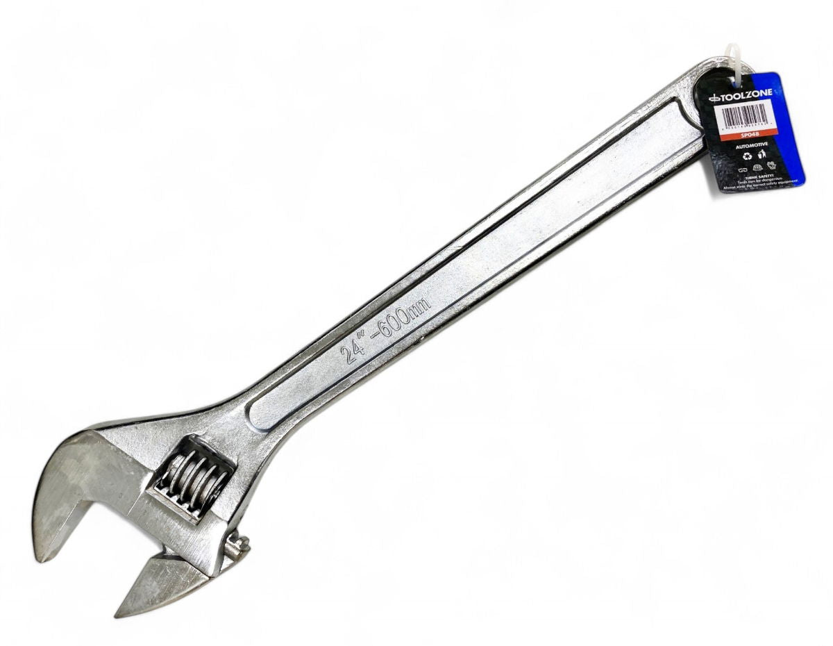 ADJUSTABLE SPANNER 24" MAX JAW 58mm DROP FORGED CHROME PLATED - TOOLZONE KDPSP048