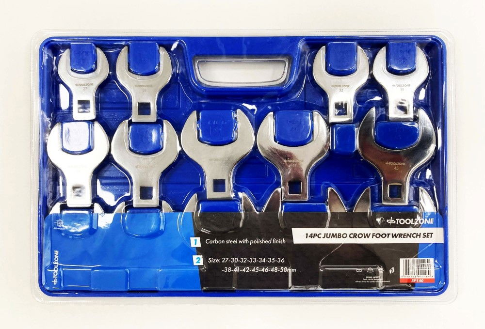 CROWS FOOT WRENCH SET 14pc JUMBO METRIC 1/2" DR FULLY POLISHED - TOOLZONE KDPSP140