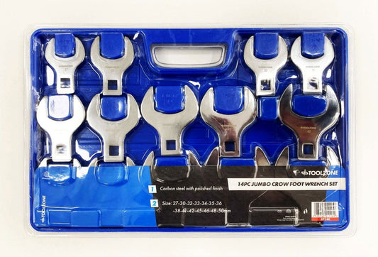 CROWS FOOT WRENCH SET 14pc JUMBO METRIC 1/2" DR FULLY POLISHED - TOOLZONE KDPSP140