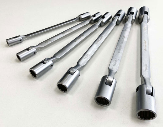 FLEXI SOCKET WRENCH SET 6pc DOUBLE ENDED 8-19mm CARBON STEEL - TOOLZONE KDPSP156
