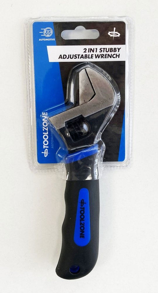 ADJUSTABLE SPANNER 2 IN 1 STUBBY REVERSIBLE JAW 25mm DROP FORGED STEEL - TOOLZONE KDPSP181