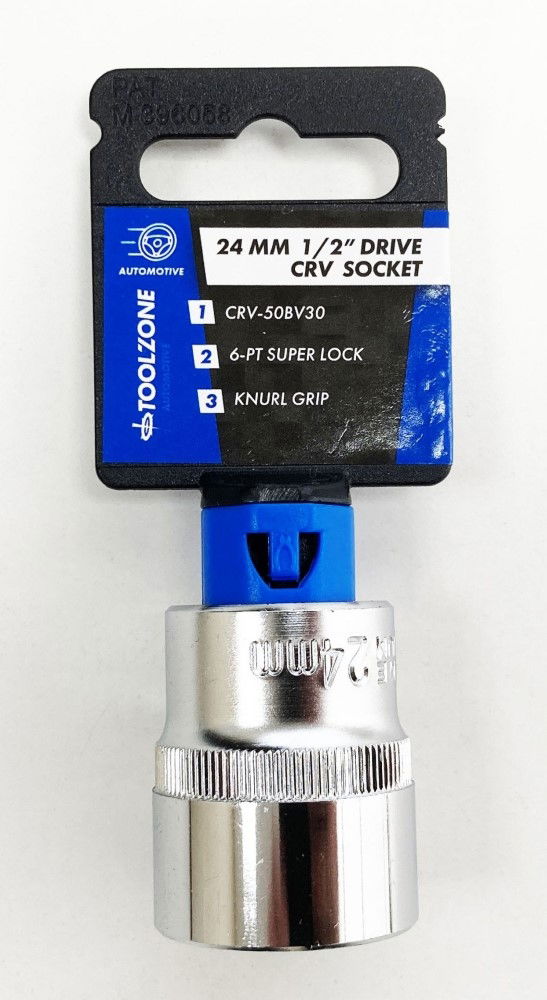 SOCKET 1/2" DRIVE 24mm CRV SATIN SINGLE HEX - TOOLZONE KDPSS083