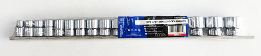 SOCKET SET 3/8" DRIVE SHALLOW CRV 17 PIECES 8-24mm BI HEX - TOOLZONE KDPSS094