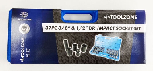 IMPACT SOCKET SET 3/8" & 1/2" DRIVE 38 PIECES 8-24mm - TOOLZONE KDPSS128
