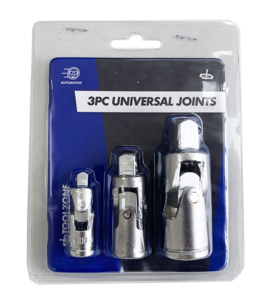 UNIVERSAL JOINT SET 3 PIECES 1/4" 3/8" 1/2" DRIVE CRV - TOOLZONE KDPSS172