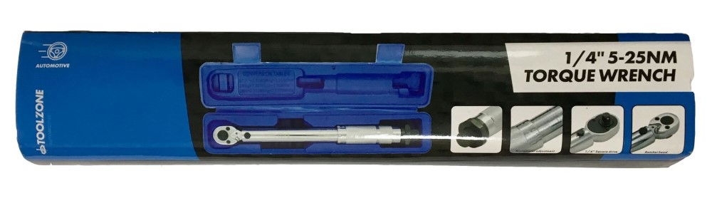 TORQUE WRENCH 1/4" DRIVE 5-25nm 280mm RATCHET HEAD - TOOLZONE KDPSS217