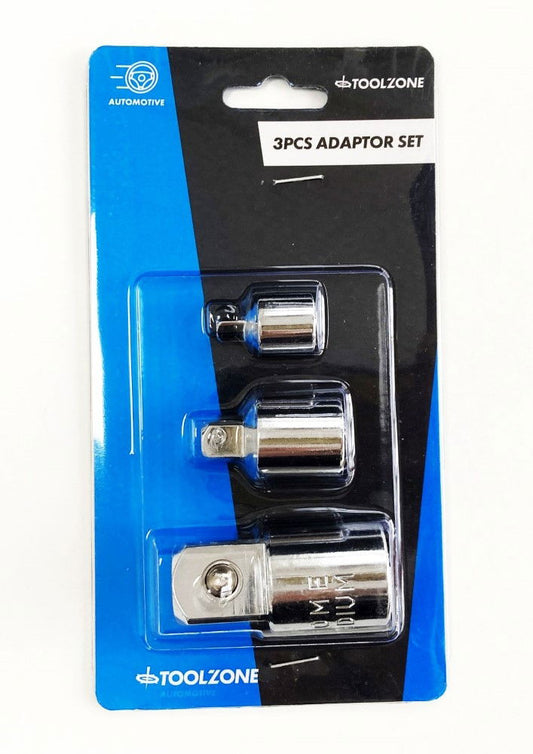 ADAPTOR SET 3 PIECES CRV POLISHED 3/8"F TO 1/4"M, 1/2" TO 3/8"M, 1/2"F TO 3/4"M - TOOLZONE KDPSS220