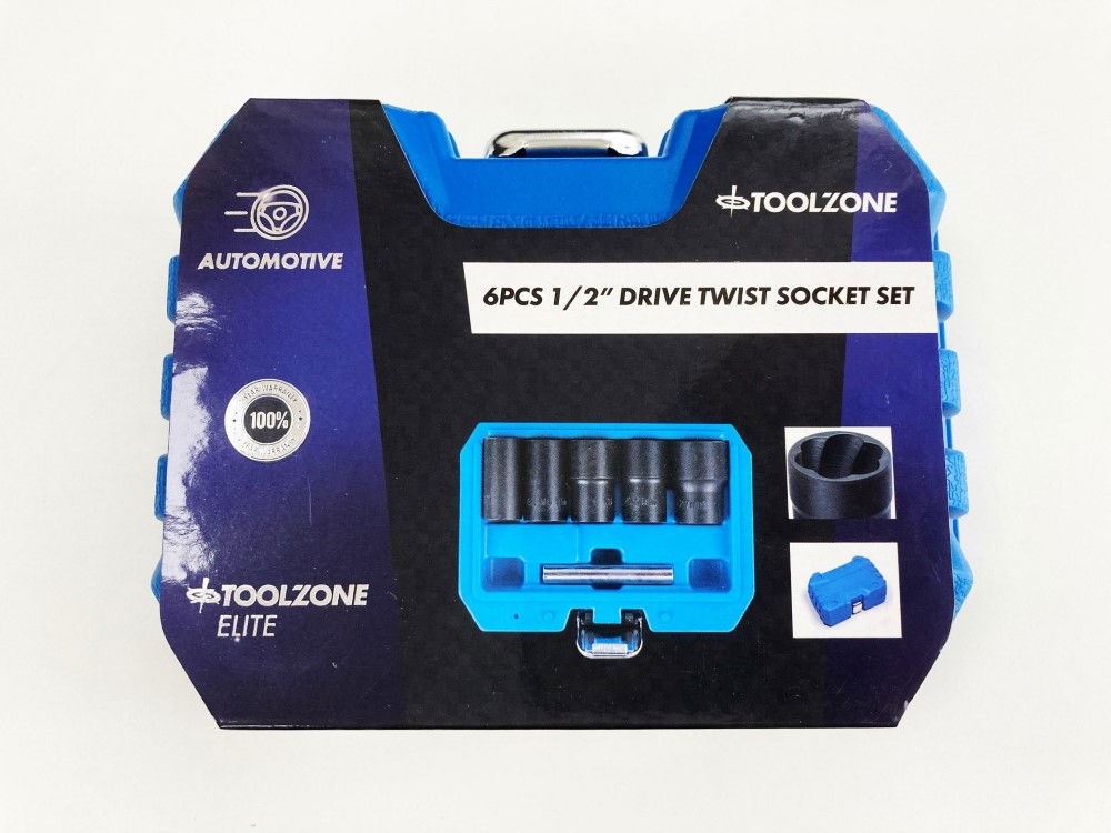 TWIST SOCKET SET 1/2" DRIVE 6 PIECES 17mm-27mm - TOOLZONE KDPSS228