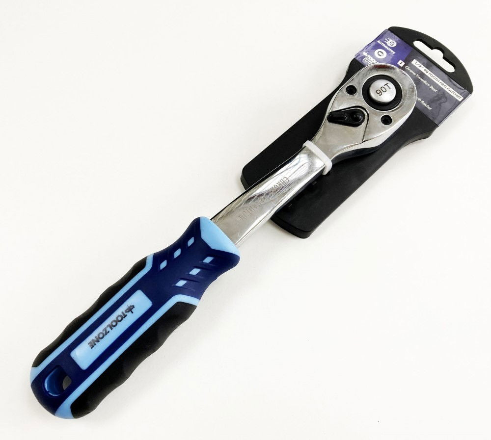 RATCHET HANDLE 1/2" DRIVE 90 TEETH 3 COLOUR CRV - TOOLZONE KDPSS232